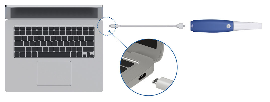 USB Type-Cポートにケーブル1本で接続